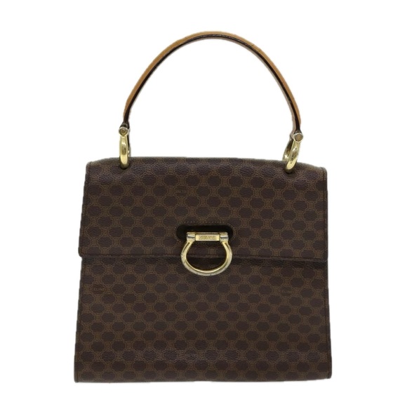 CELINE Macadam Canvas Hand Bag PVC Leather Brown Gold Auth bs16599 - Picture 13 of 16